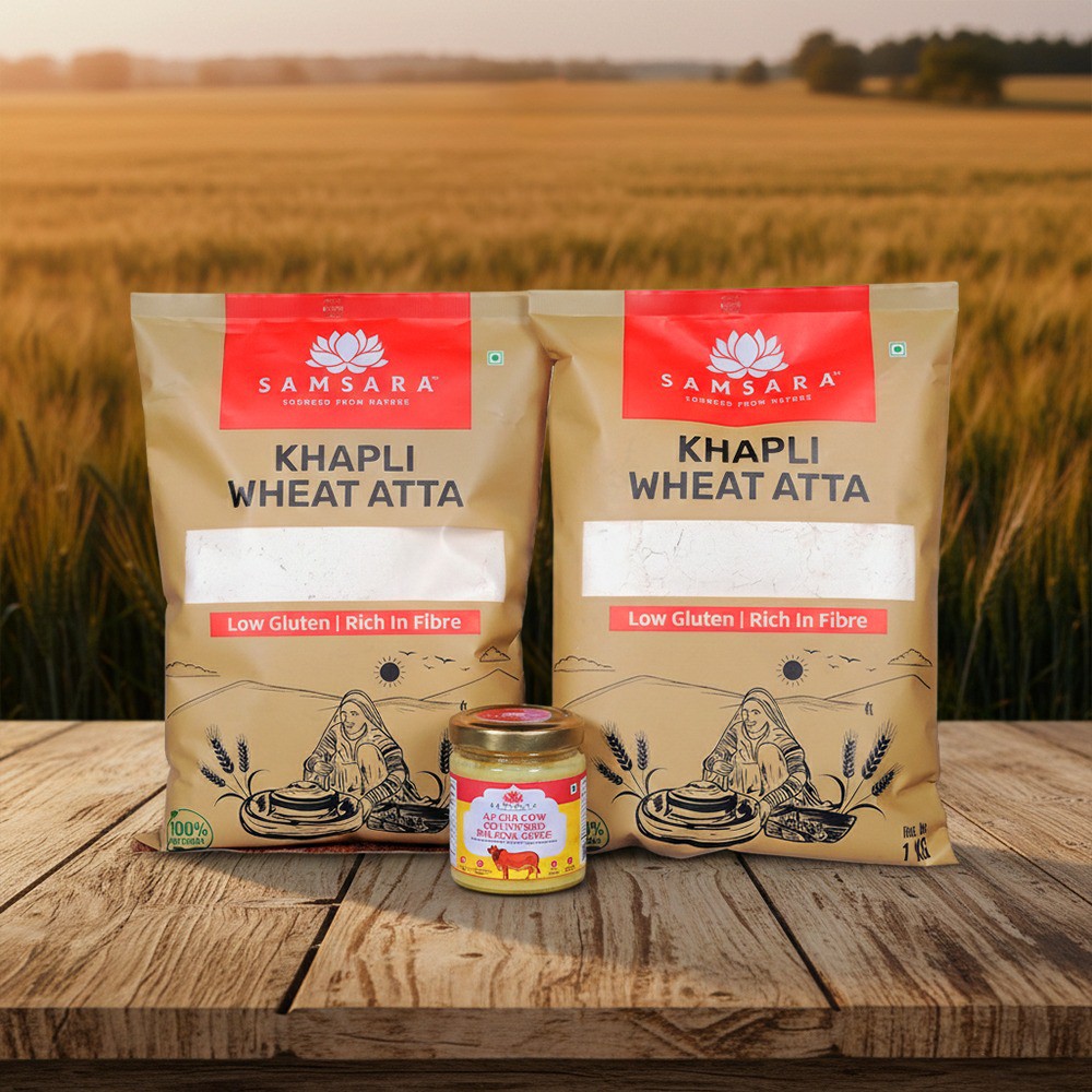 Samsara Khapli Wheat Atta & A2 Bilona Ghee Combo