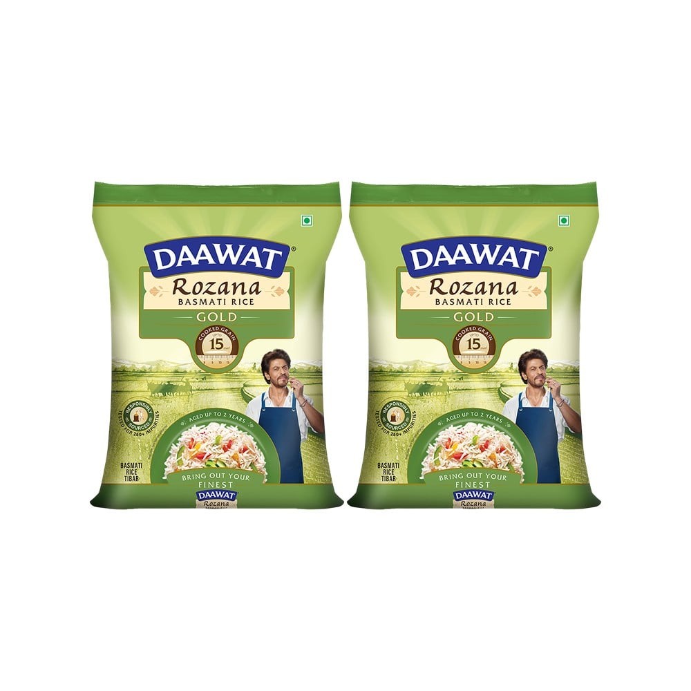 Daawat Rozana Gold Tibar Basmati Rice (Medium Grain) - Pack of 2