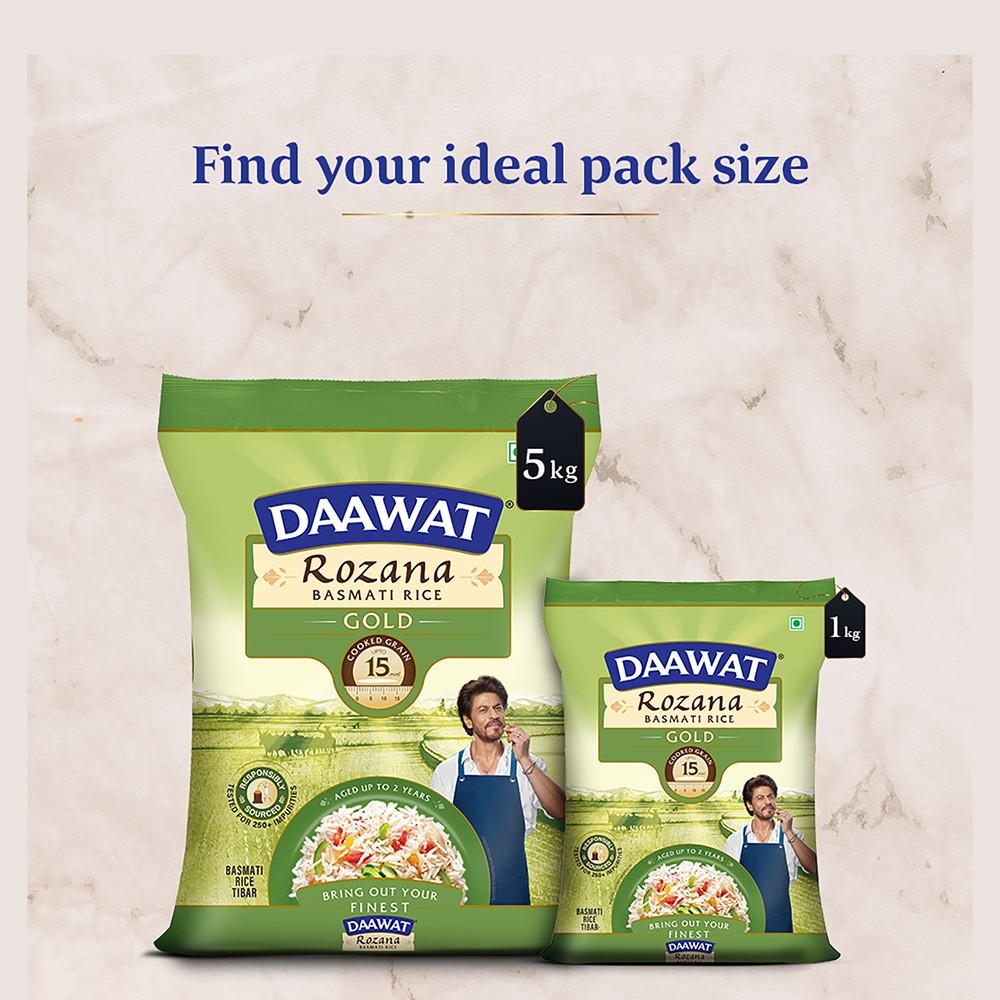 Daawat Rozana Gold Tibar Basmati Rice (Medium Grain) - Pack of 2