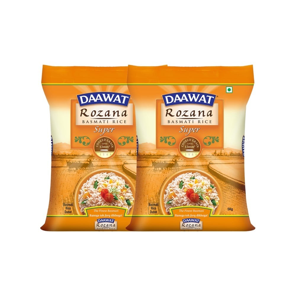 Daawat Rozana Super Basmati Rice (Medium Grain) - Pack of 2