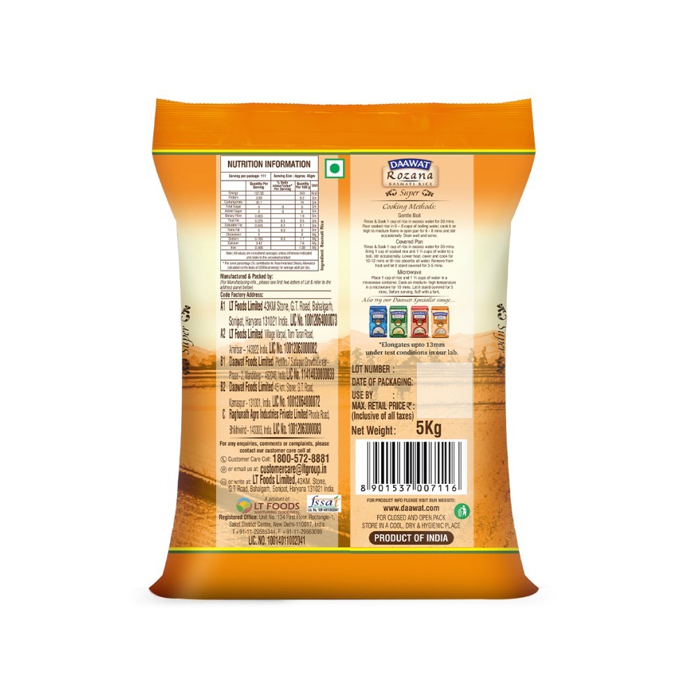 Daawat Rozana-Super Basmati Rice (Medium Grain) - Pack of 2