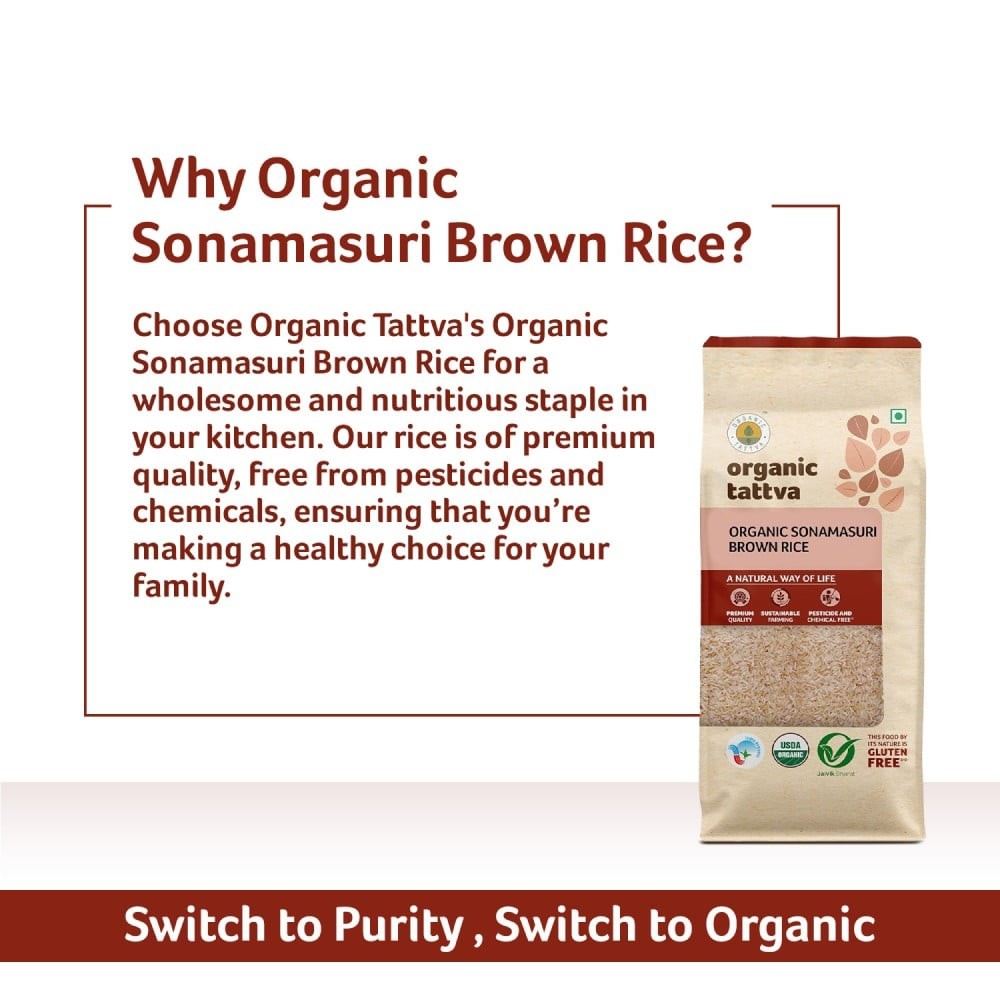 Organic Tattva Brown Organic Sonamasuri Rice