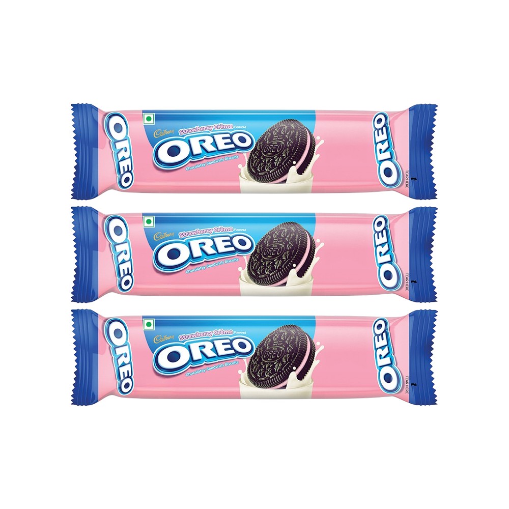 Oreo Strawberry Flavour Sandwich Cream Biscuits