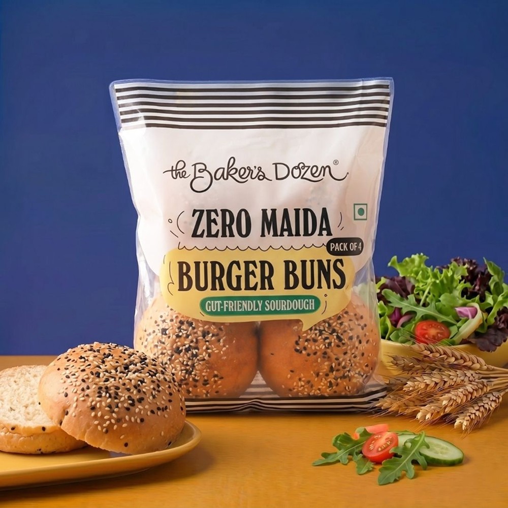 The Baker's Dozen Zero Maida Whole Wheat Sourdough Burger Bun