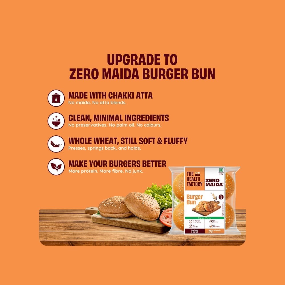 The Health Factory Zero Maida Burger Bun - Pack of 4
