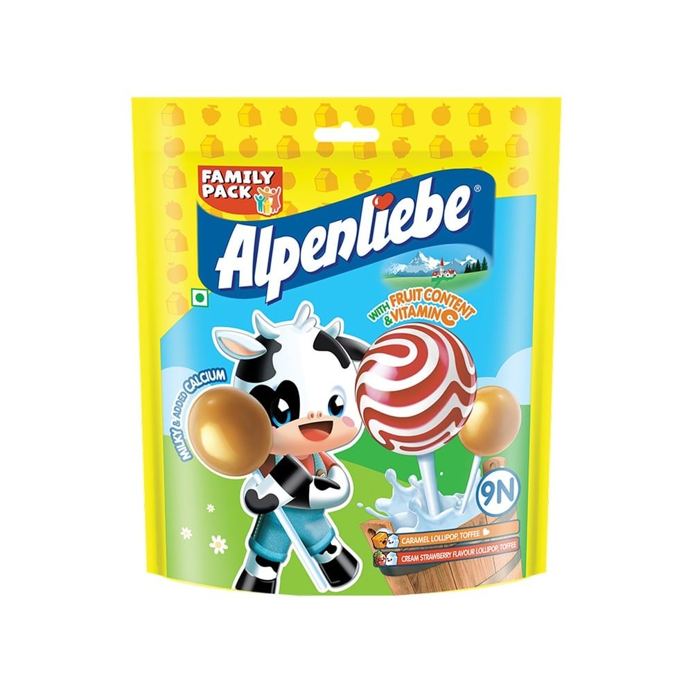 Alpenliebe Pop Caramel & Strawberry Lollipop Family Pack