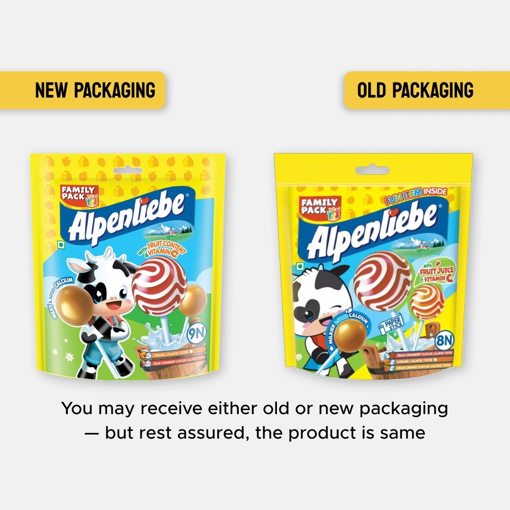 Alpenliebe Pop Caramel & Strawberry Lollipop Family Pack
