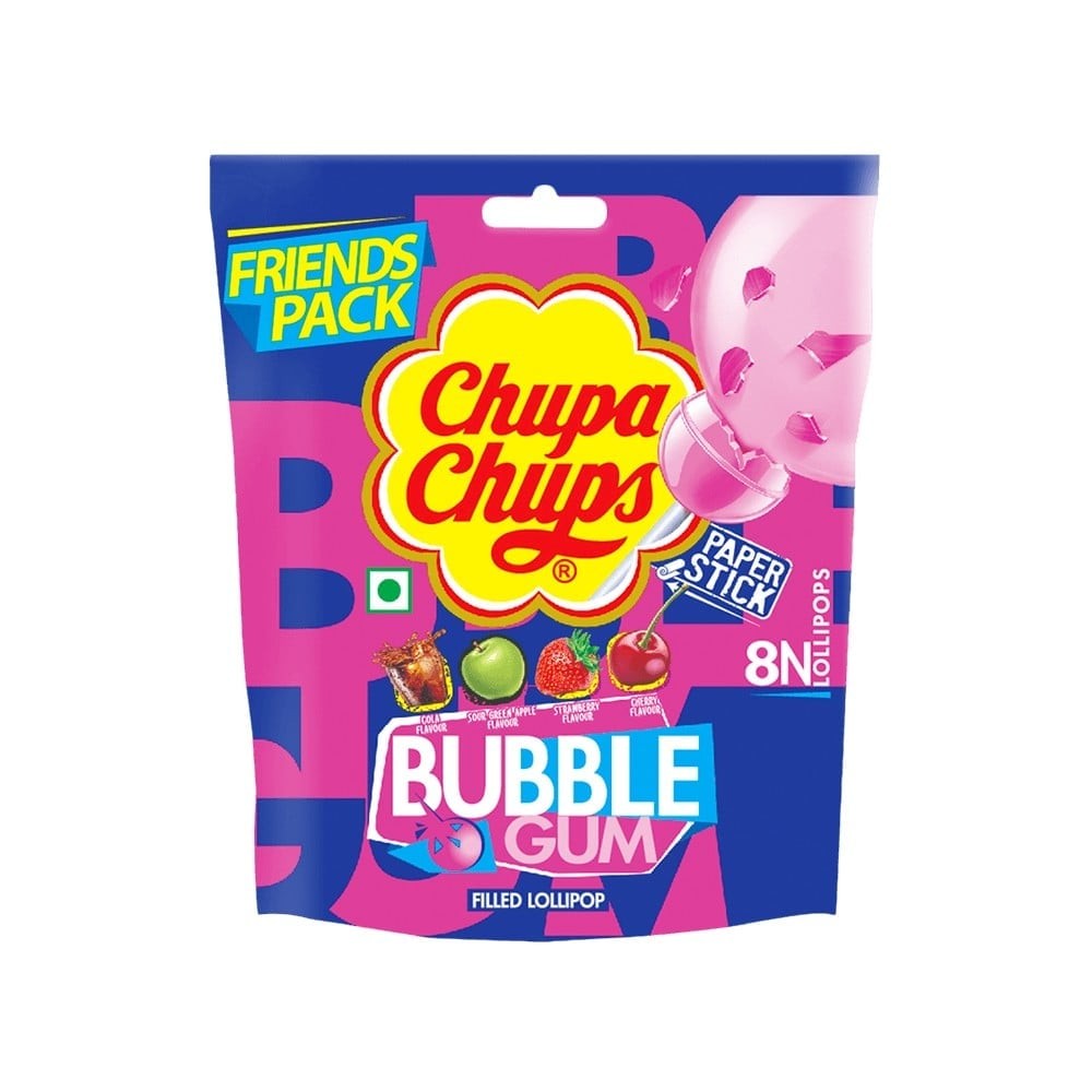 Chupa Chups Bubble Gum Filled Lollipop Sour Candy (Assorted Flavours)