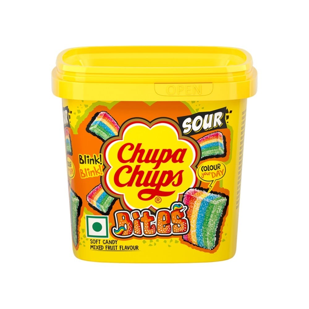 Chupa Chups Sour Bites Mix Fruit Soft Candy Tub