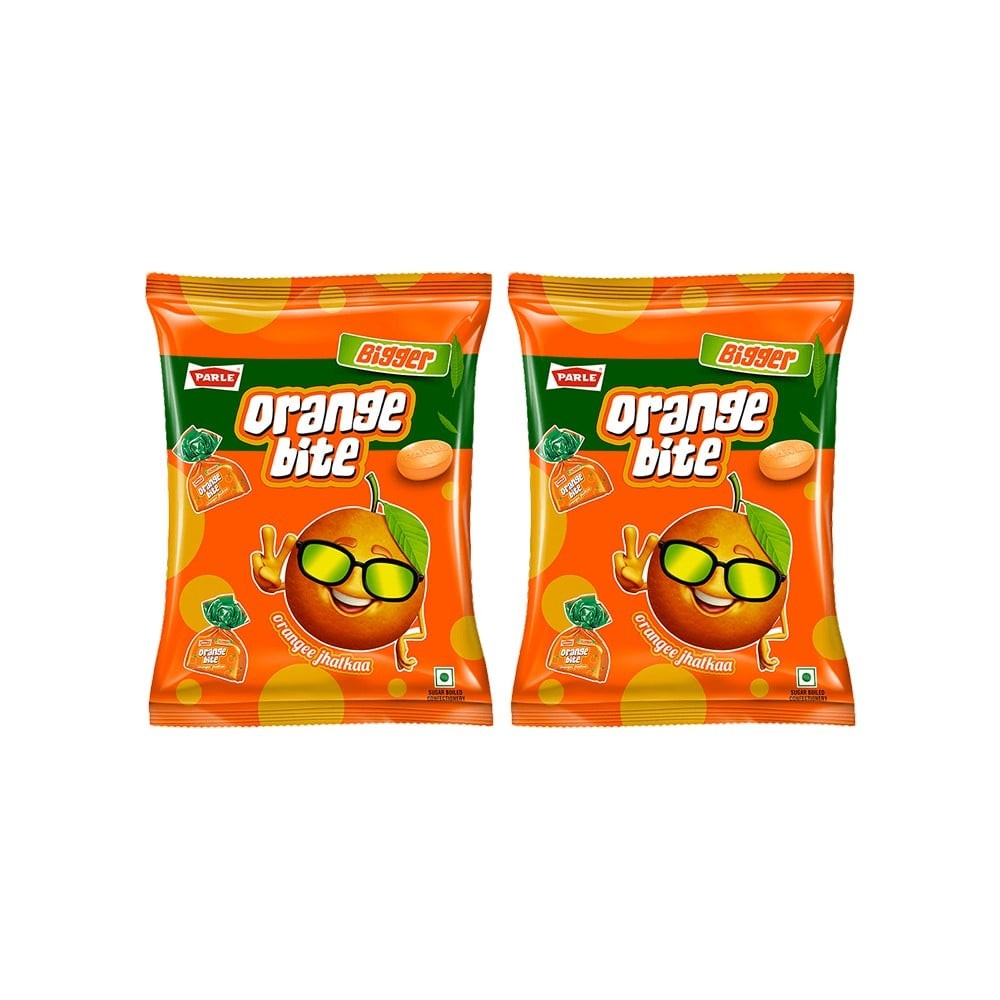 Parle Orange Bite Bigger - Orangee Jhatkaa Candy - Pack of 2