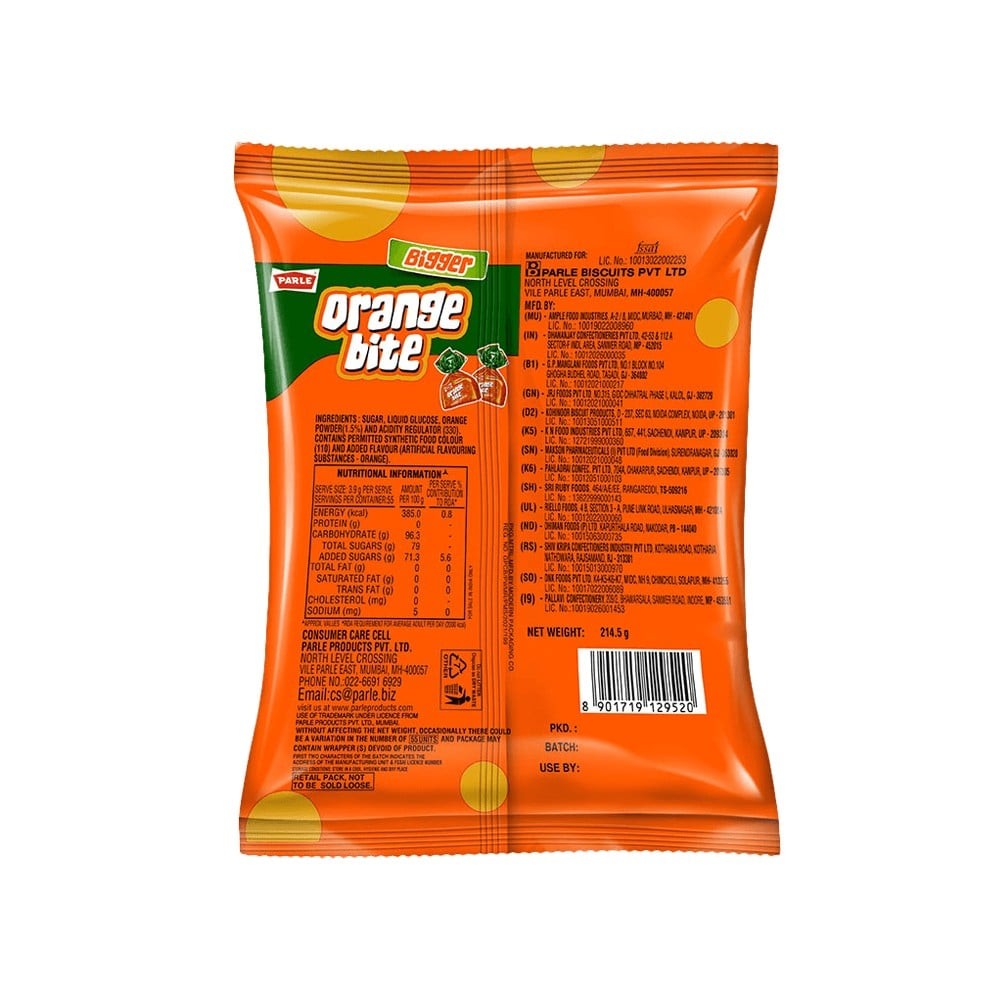Parle Orange Bite Bigger - Orangee Jhatkaa Candy