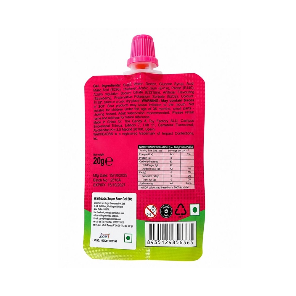 Warheads Super Sour Strawberry Jelly Gel