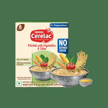Nestle Cerelac Khichdi with Vegetables & Ghee Baby Cereal (No Refined Sugar, 8 to 24 Months)