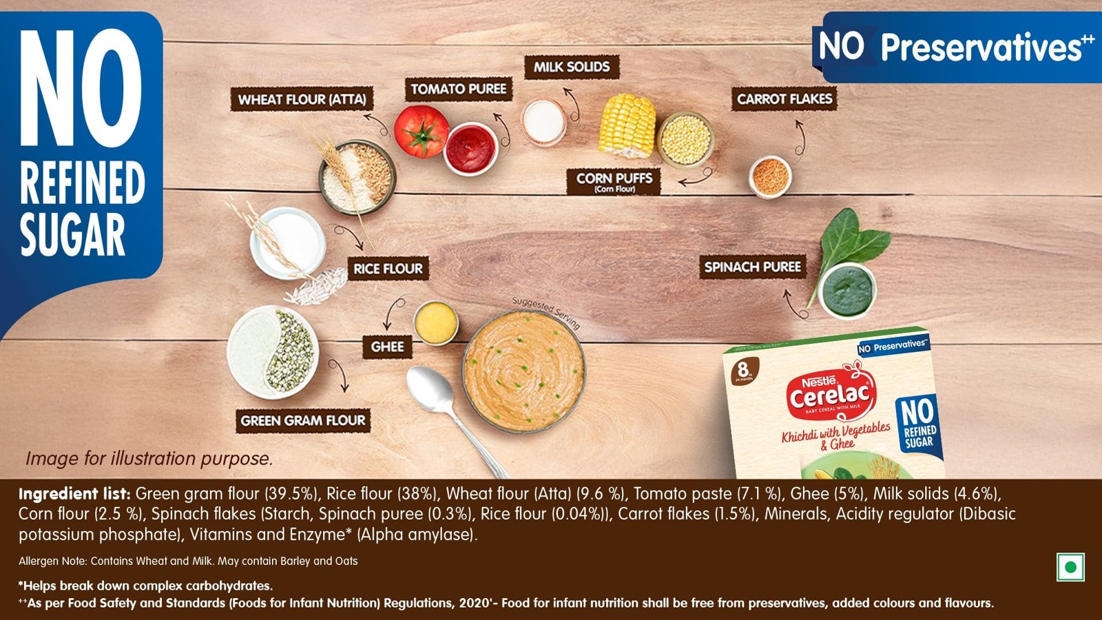 Nestle Cerelac Khichdi with Vegetables & Ghee Baby Cereal (No Refined Sugar, 8 to 24 Months)