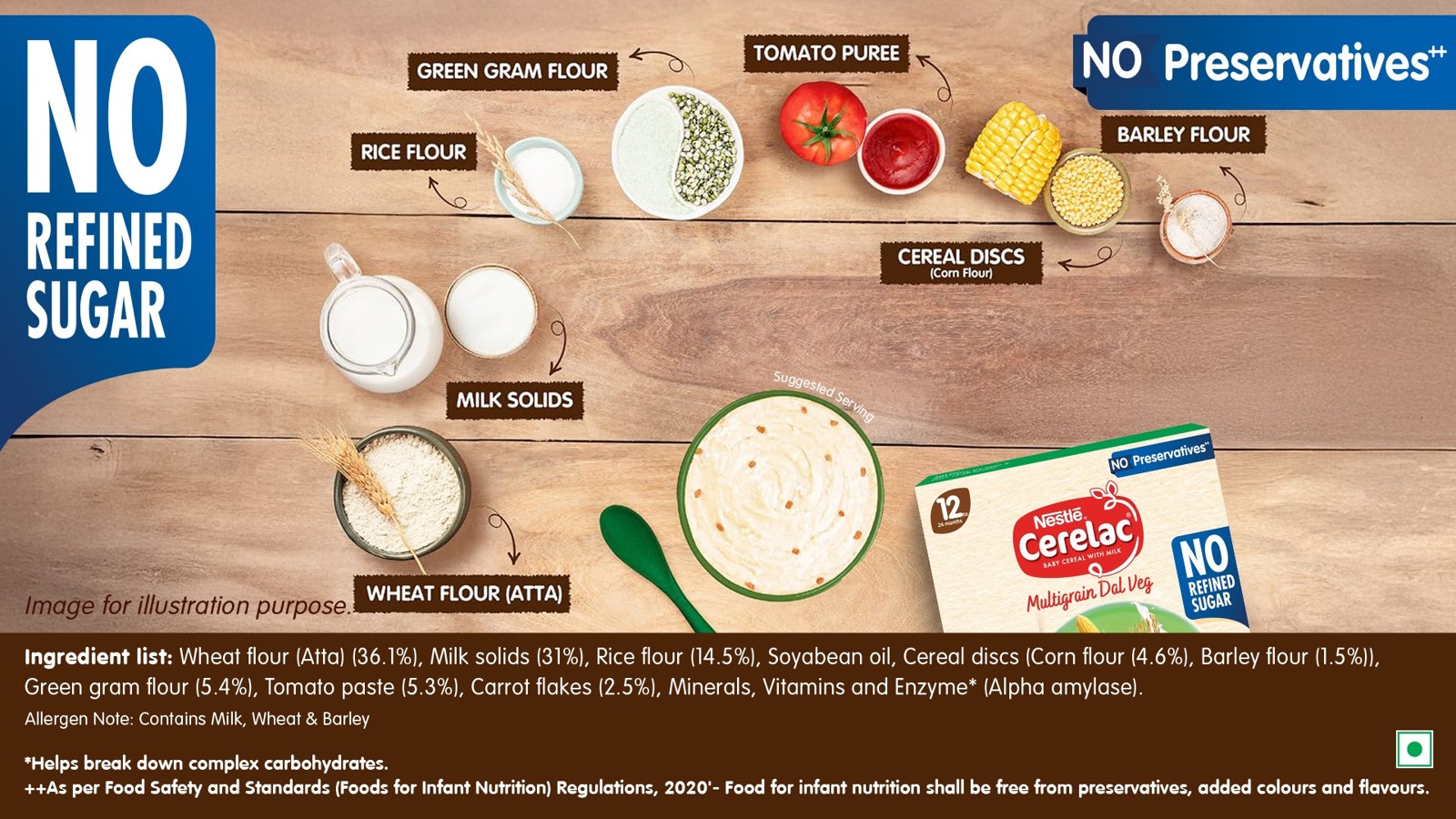 Nestle Cerelac Multigrain Dal Veg Baby Cereal (No Refined Sugar, 12 to 24 Months)