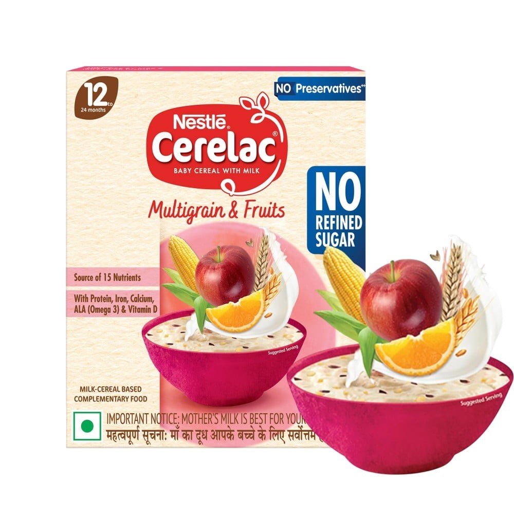 Nestle Cerelac Multigrain & Fruits Baby Cereal (No Refined Sugar, 12 - 24 Months)