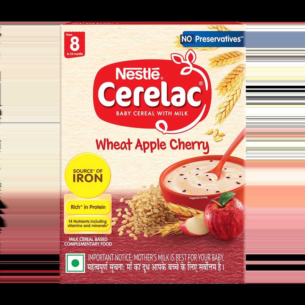 Nestle Cerelac Wheat Apple Cherry Baby Cereal (8-24 Months)