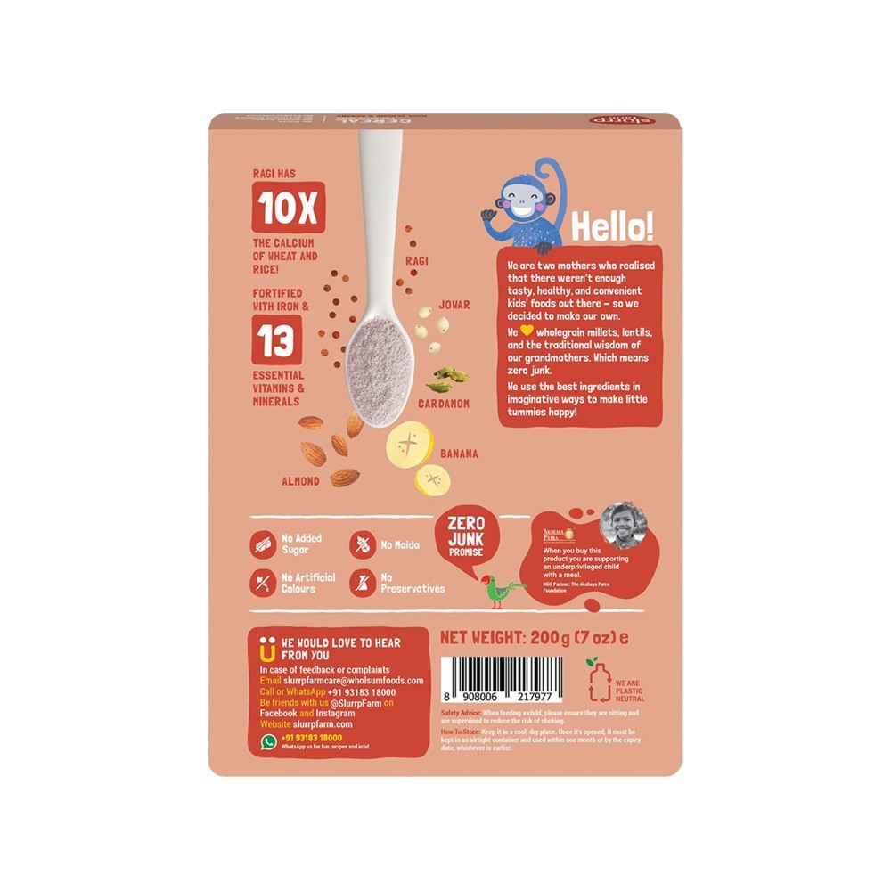 Slurrp Farm Ragi, Almond & Banana Baby Cereal