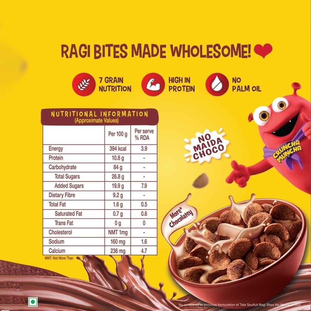 Tata Soulfull Ragi Bites Choco 7 Grains Kids Breakfast Cereal (No Maida)