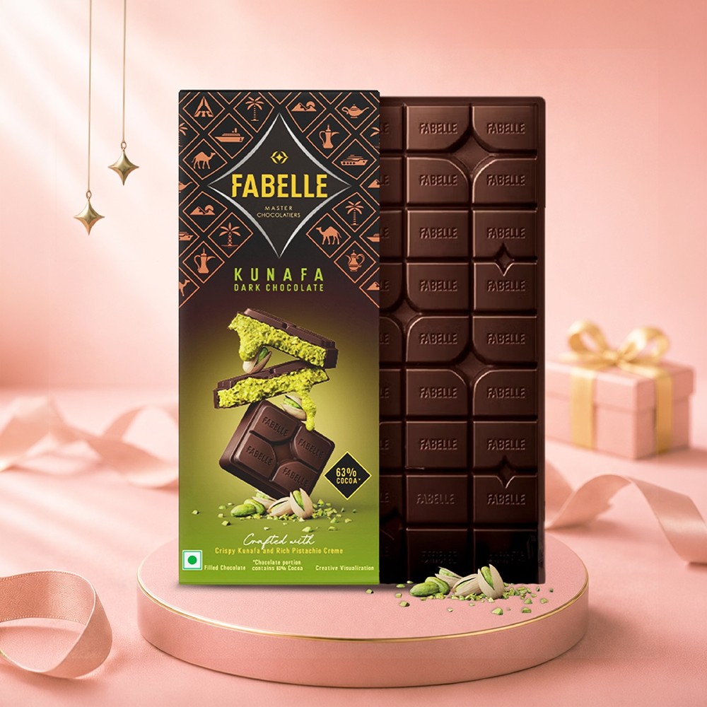 Fabelle Kunafa Dark Chocolate Bar with Pistachio Creme