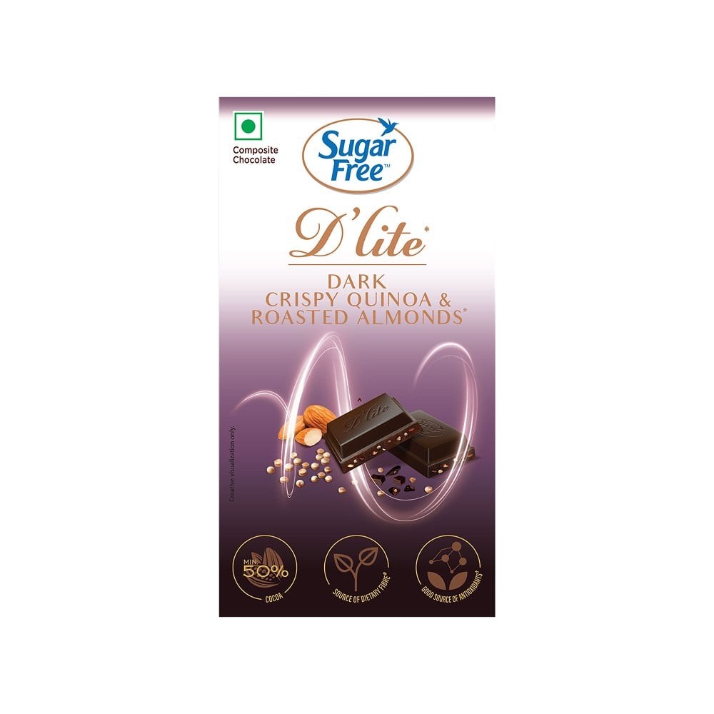 Sugar Free D'Lite Dark Chocolate Bar (Dark Crispy Quinoa & Roasted Almonds)