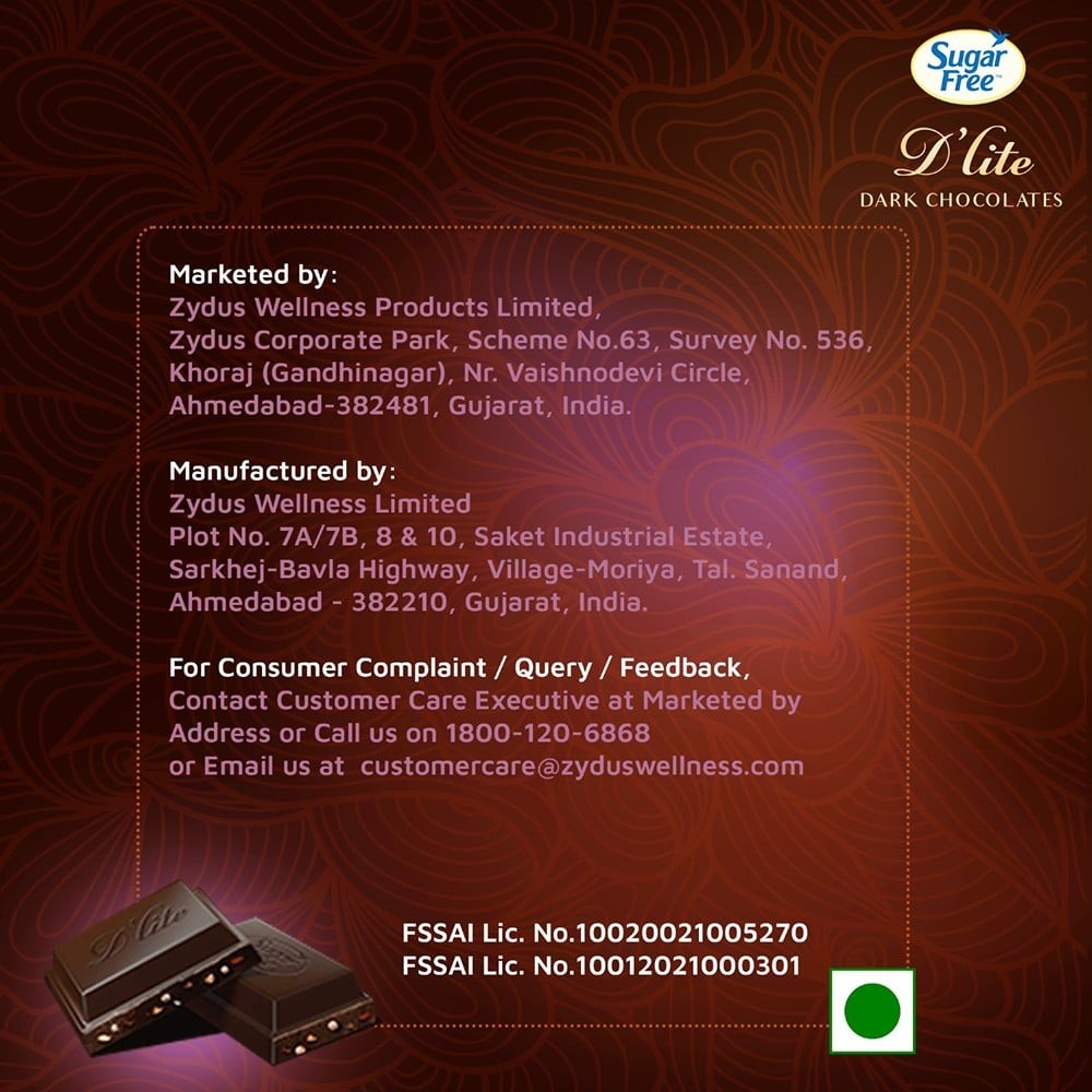 Sugar Free D'Lite Dark Chocolate Bar (Dark Crispy Quinoa & Roasted Almonds)