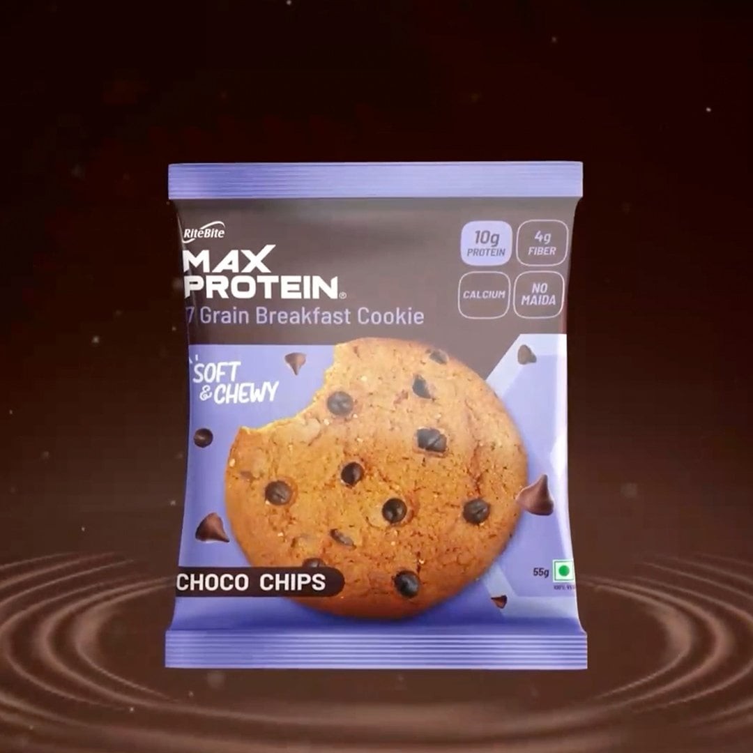 RiteBite Max Protein No Maida 7 Grains Choco Chips 10 g Protein Cookies