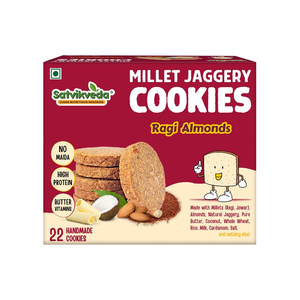 Satvikveda Ragi Almonds Cookies Millet Biscuit
