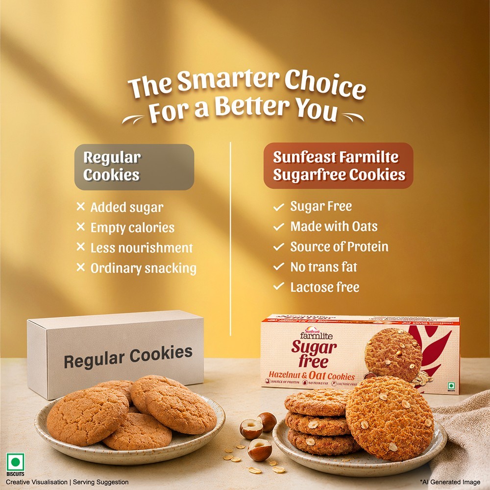 Sunfeast Farmlite Sugar Free Hazelnut & Oat Cookies