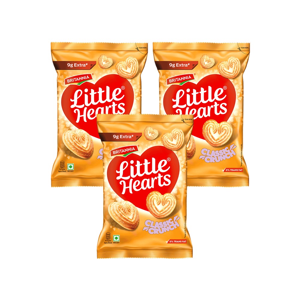 Britannia Little Hearts Classic Crunch Biscuit - Pack of 3