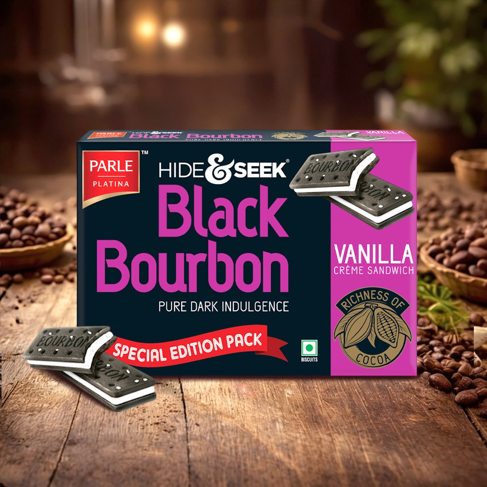 Hide & Seek Black Bourbon Biscuits Vanilla Creme Sandwich