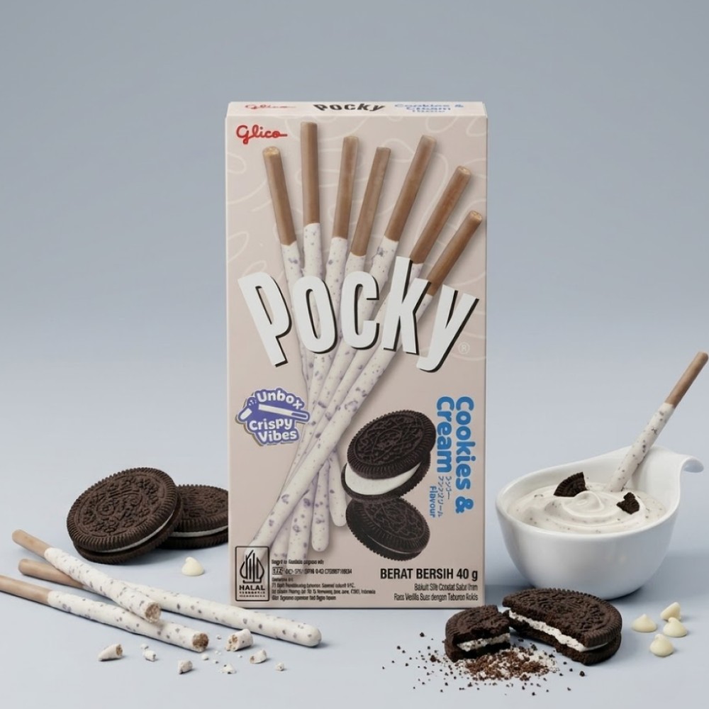 Pocky Cookies and Cream Flavoured Biscuit Sticks