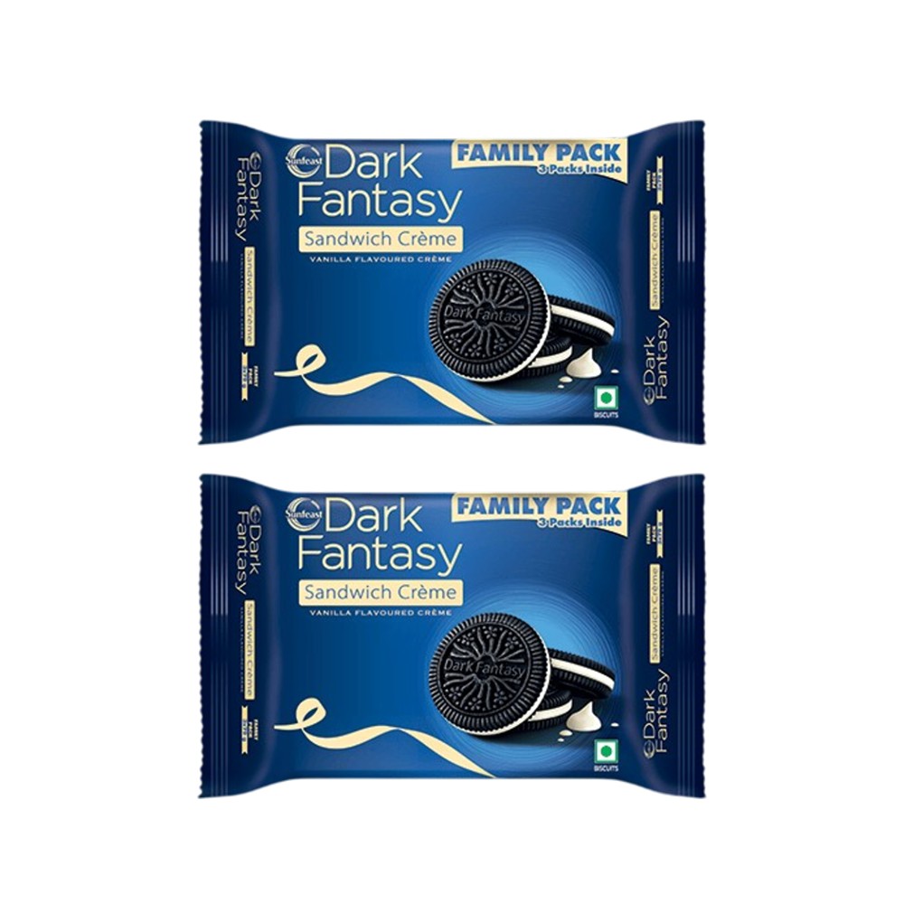 Sunfeast Dark Fantasy Vanilla Sandwich Crème Biscuits - Pack of 2