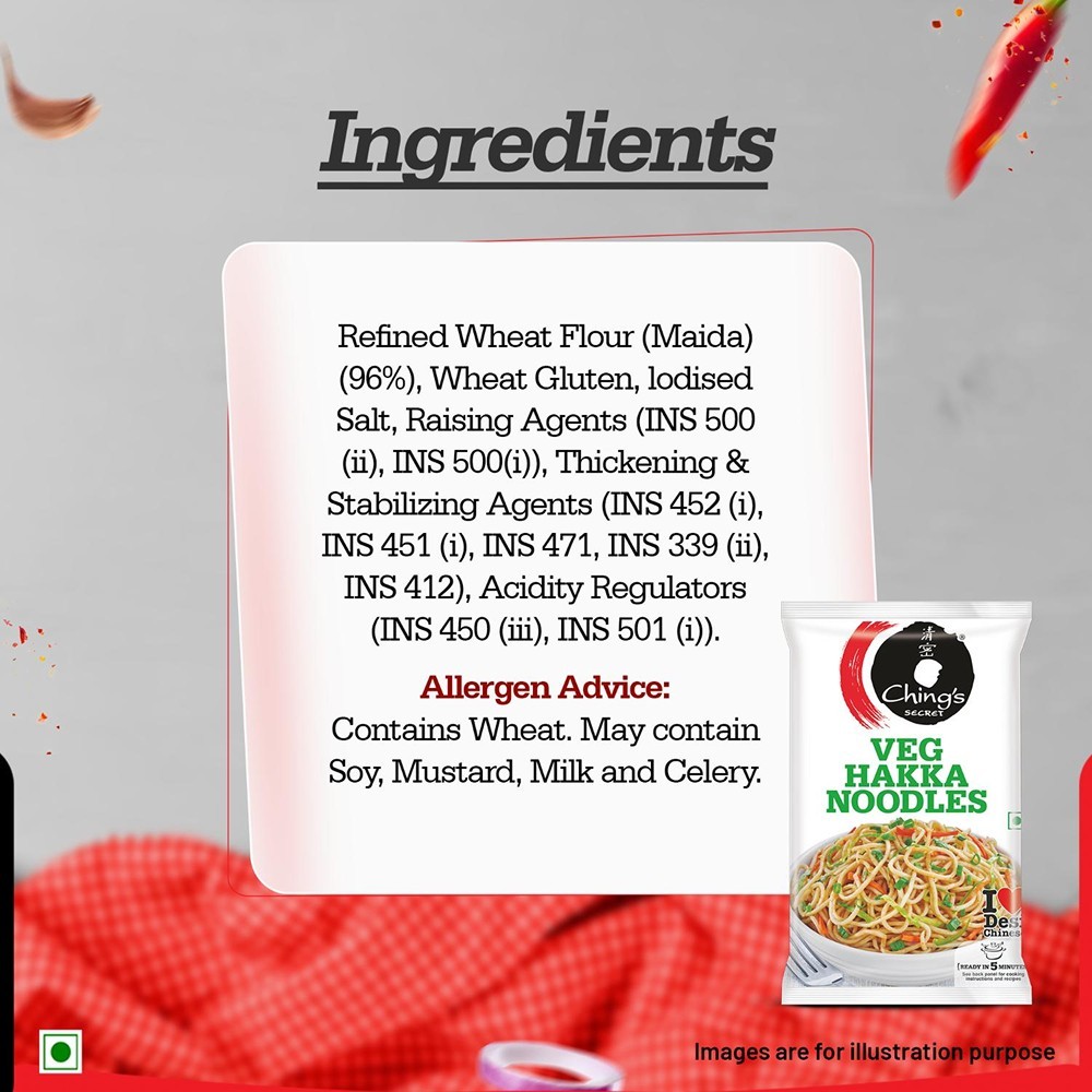 Ching's Secret Veg Hakka Instant Noodles (Not Fried, Air Dried)