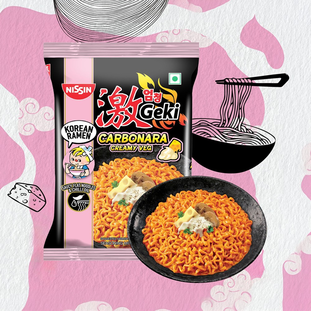 Nissin Geki Carbonara Veg Korean Ramen Noodles