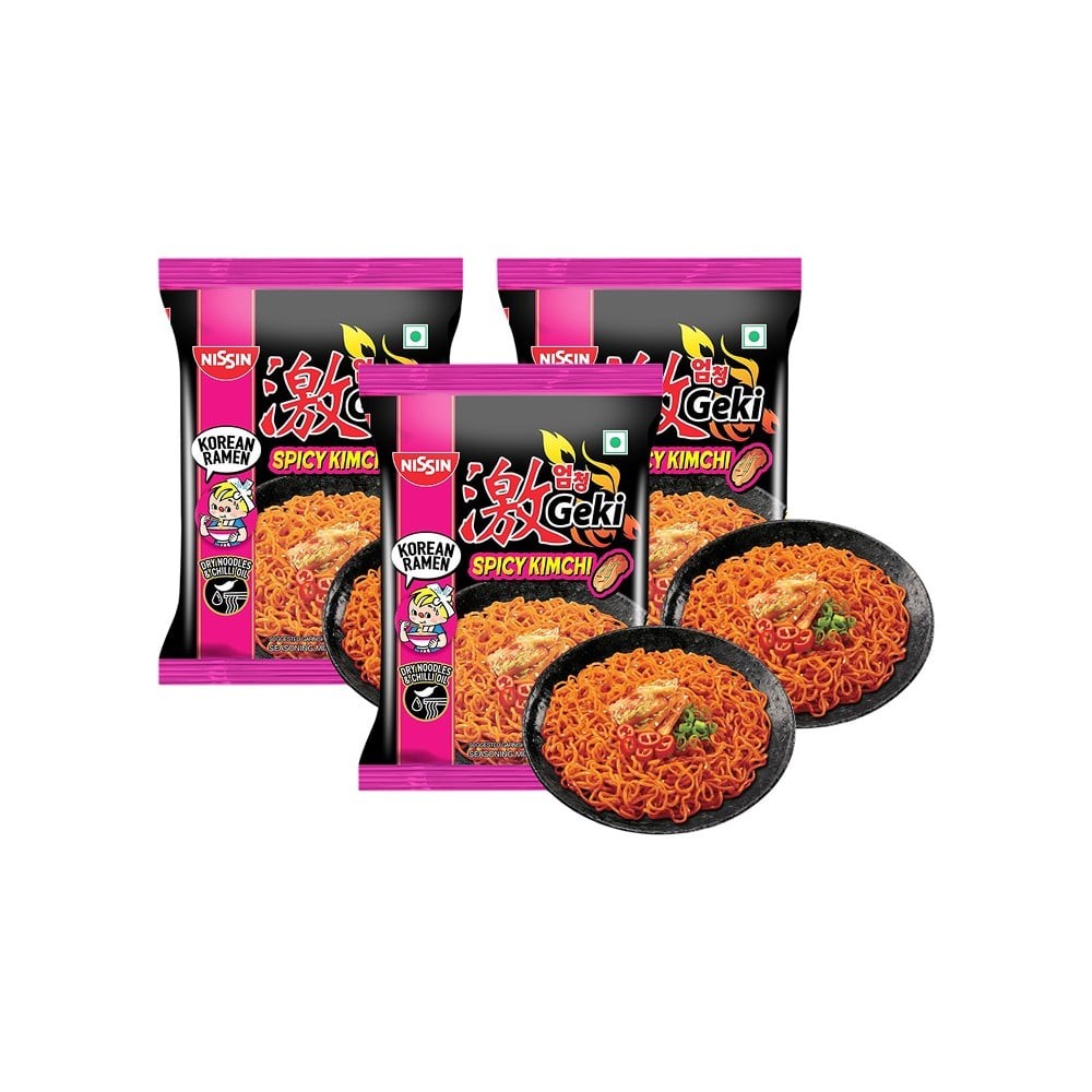 Nissin Geki Korean Ramen Spicy Kimchi Flavoured Instant Noodles