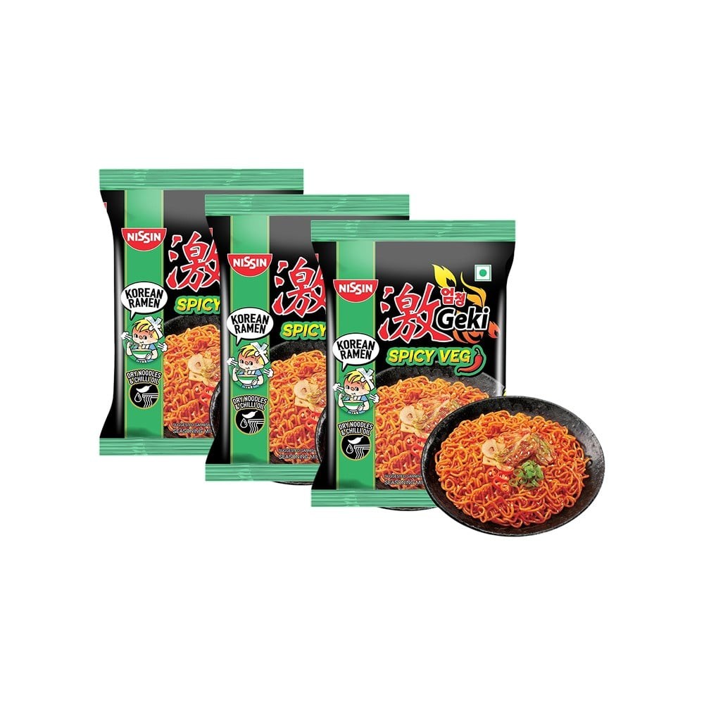 Nissin Geki Korean Ramen Spicy Veg Flavoured Instant Noodles