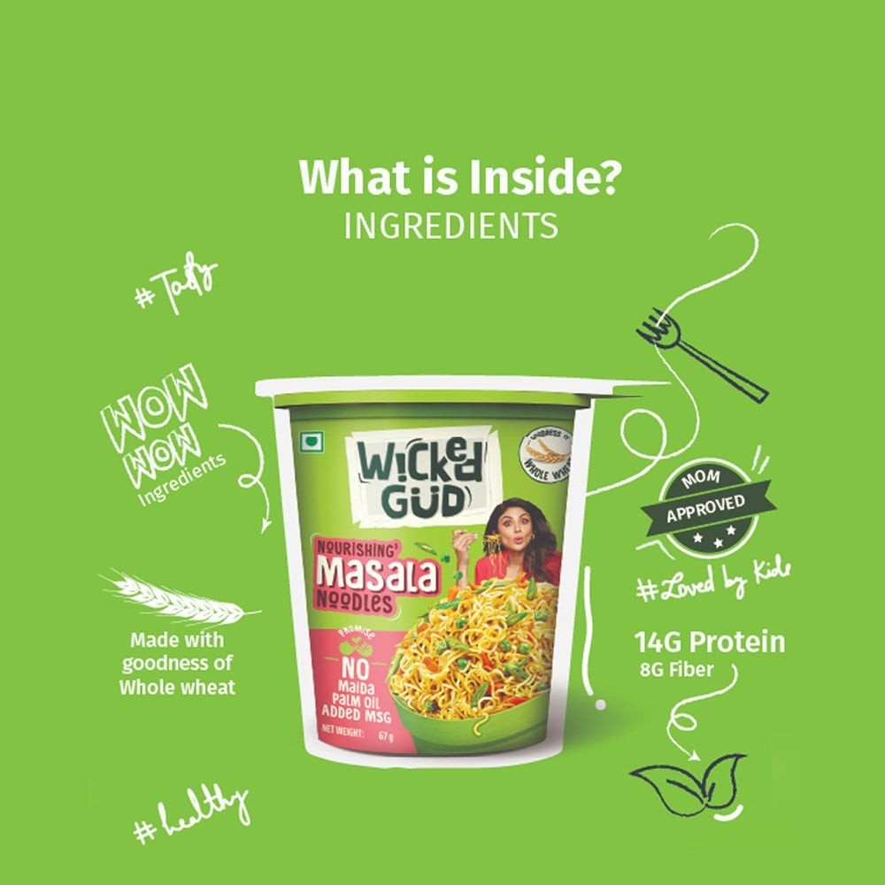 WickedGud Nourishing Masala Cup Noodles +  Desi Manchow Cup Noodles +  Fiery 2X Spicy Korean Cup Noodles Combo