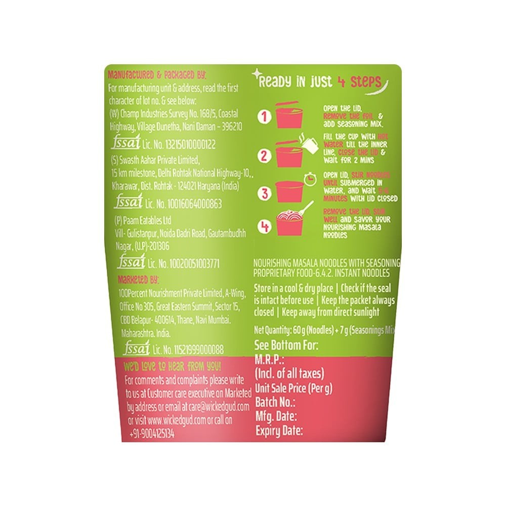 WickedGud Nourishing Masala Cup Noodles