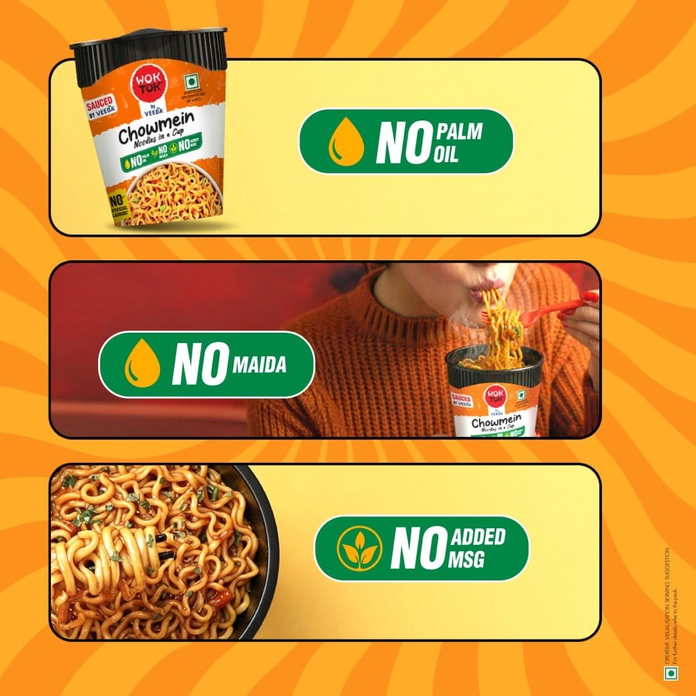 Wok Tok by Veeba Chowmein Cup Noodles (No Maida & Palm Oil)