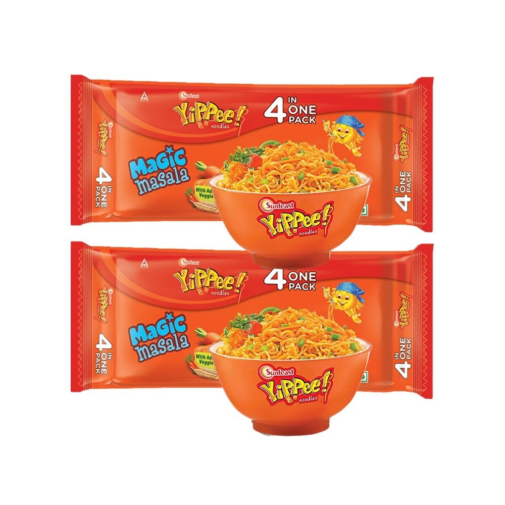 Yippee Magic Masala Instant Noodles with Added Veggies - Pack of 2