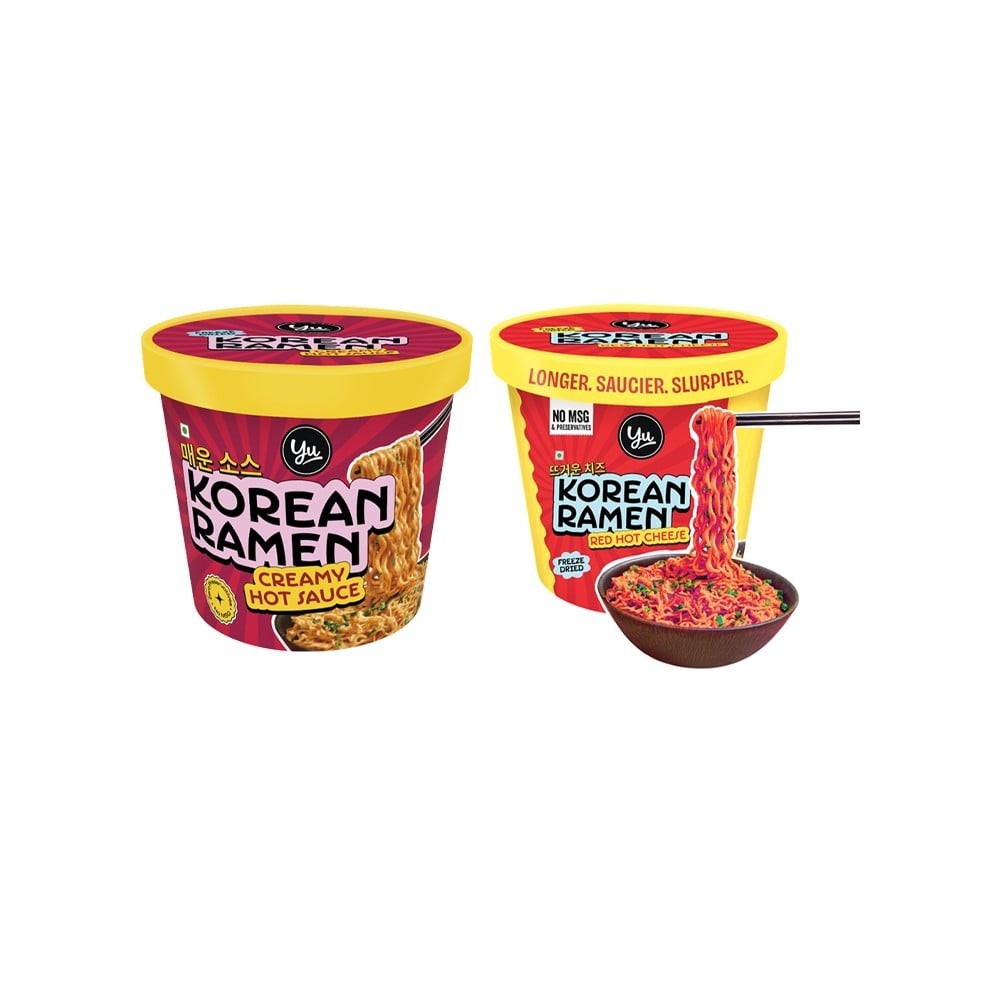 Yu Creamy Hot Sauce Korean Ramen Cup Noodles +  Red Hot Cheese Korean Cup Noodles Combo
