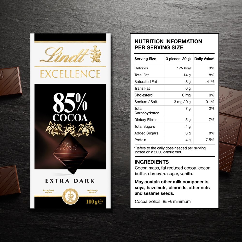 Lindt Excellence 85% Cocoa Dark Chocolate Bar