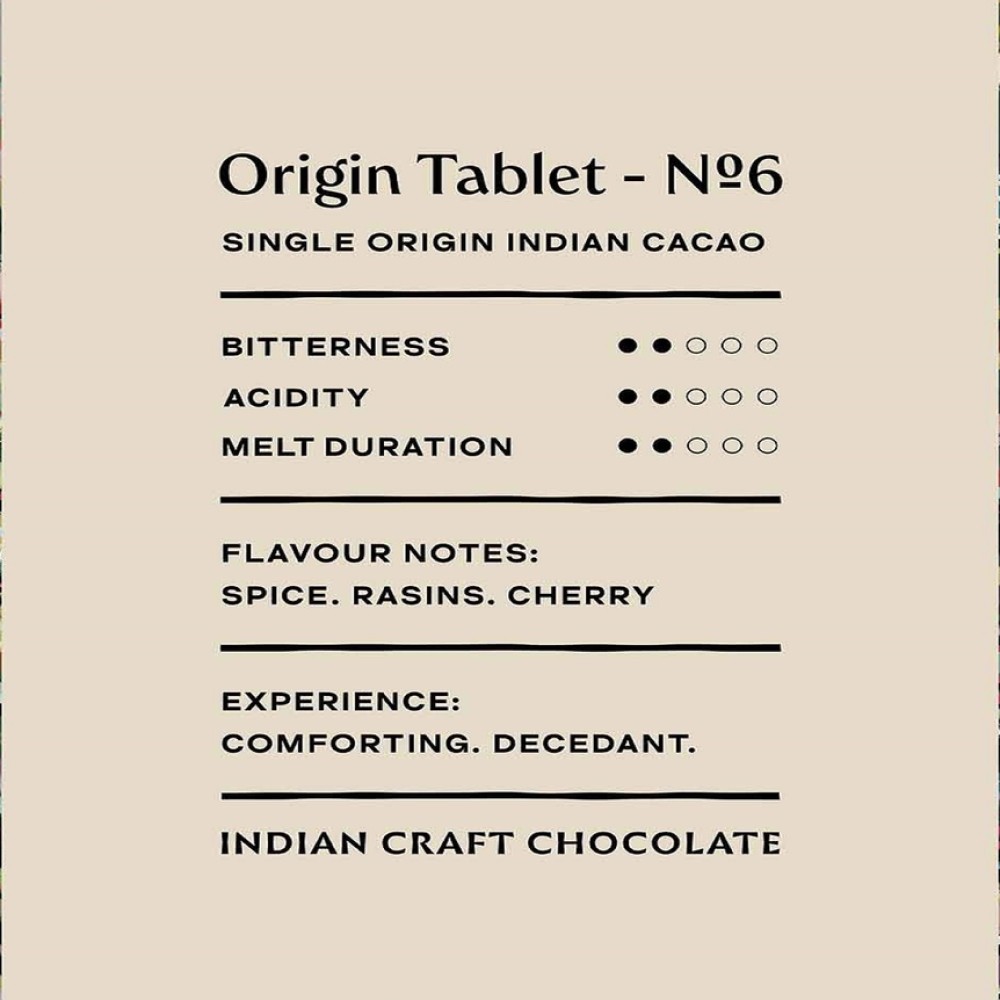 Manam Chocolate Indian Origin Tablet No. 6 - 66% Dark Chocolate Bar
