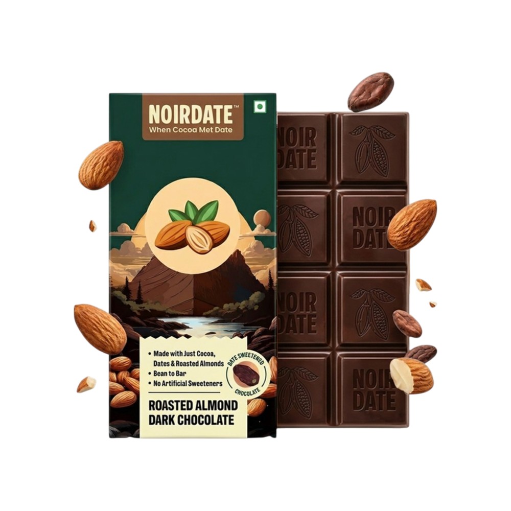 Noirdate Roasted Almond Dark Chocolate Bar