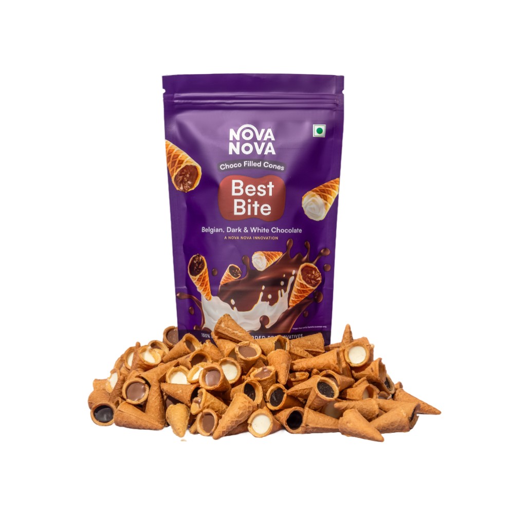 Nova Nova Best Bite Chocolate Filled Waffle Cones -Belgian, Dark & White Chocolate