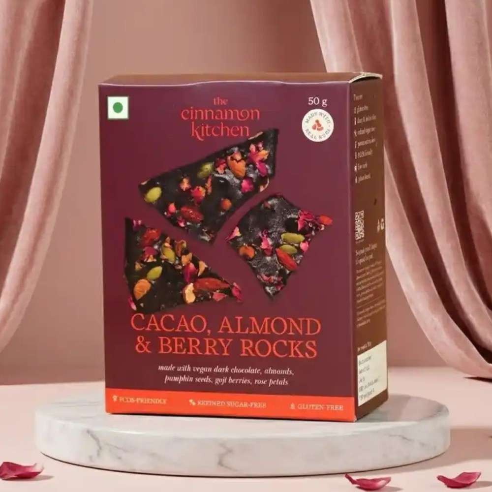 The Cinnamon Kitchen Cacao, Almond & Berry Rocks Dark Chocolate