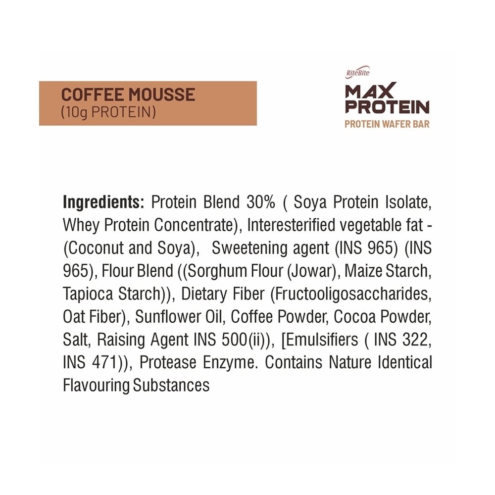 RiteBite Coffee Mousse Millet Waffer Protein Bar +  Max Protein Daily Choco Almond 10 g Protein Bar Combo