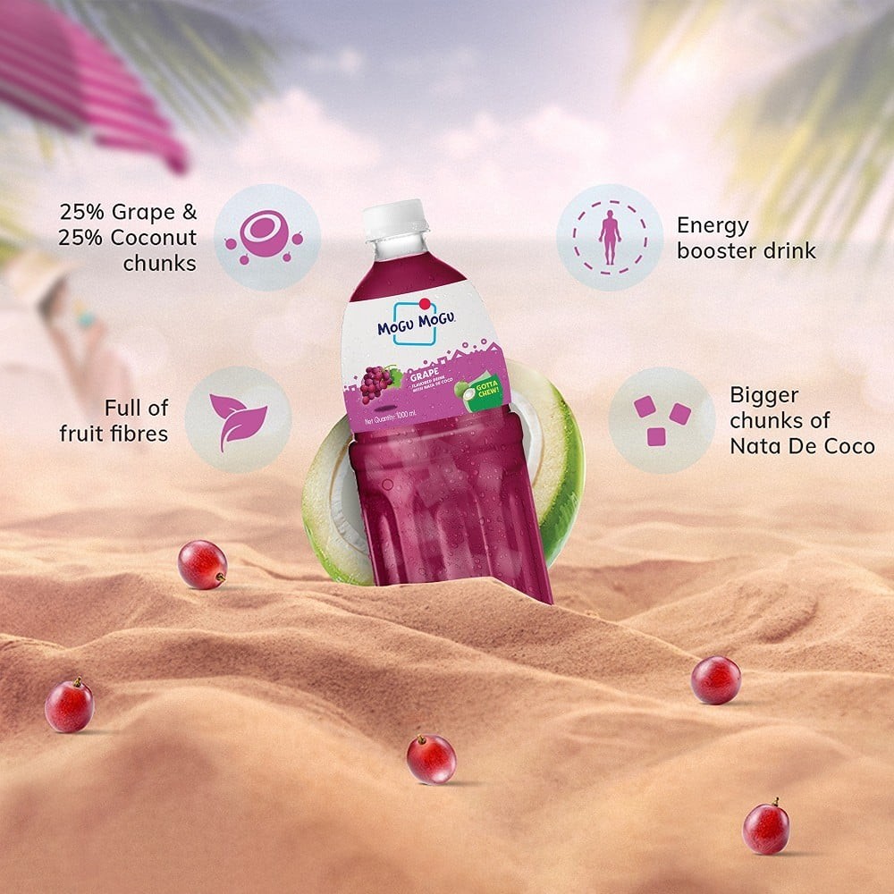 Mogu Mogu Grape Fruit Drink with Nata De Coco