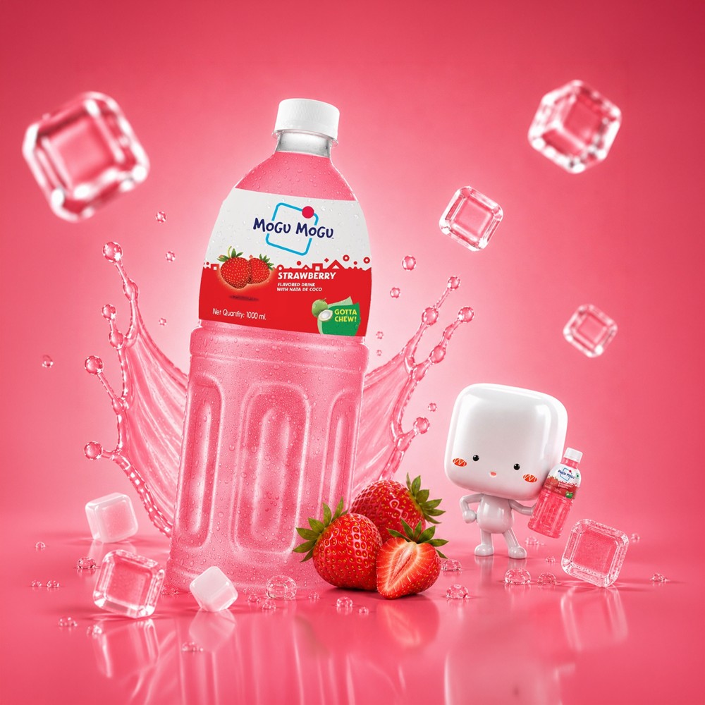 Mogu Mogu Strawberry Fruit Drink With Nata De Coco